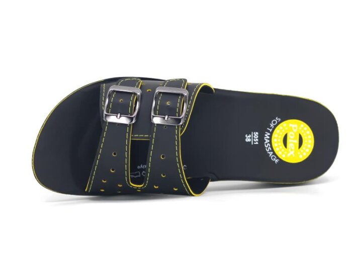 Polex Zenne 5055-A Dikişli Delikli Yeni Çift Toka Ara Kat Poşetli Günlük Terlik Sarı - 3