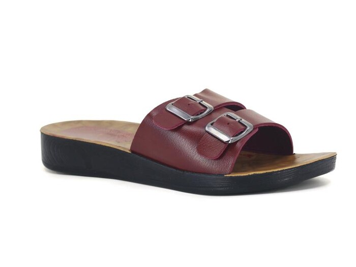 Polex Zenne 5055-C Yeni Çift Toka Poşetli Günlük Terlik Bordo 