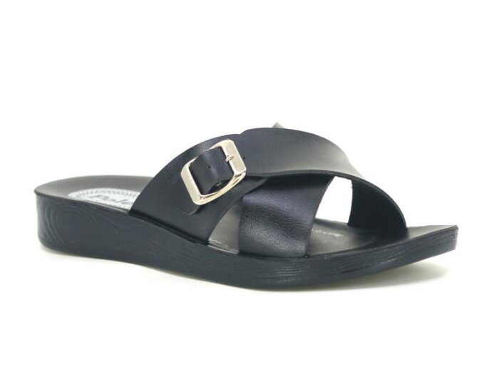 Polex Zenne 5058-C Çapraz Tokalı Günlük Terlik Siyah - Siyah - Polex