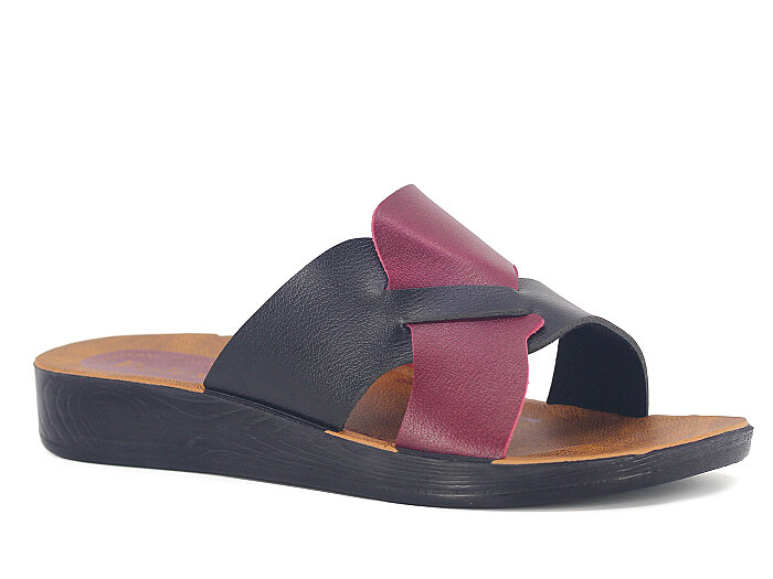 Polex Zenne 5060-C İçten Geçmeli Günlük Terlik Siyah - Bordo 