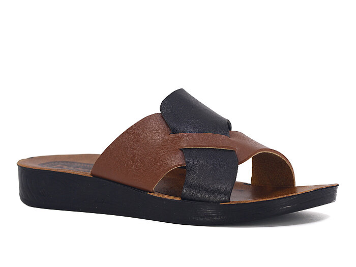 Polex Zenne 5060-C İçten Geçmeli Günlük Terlik Siyah - Taba - 1