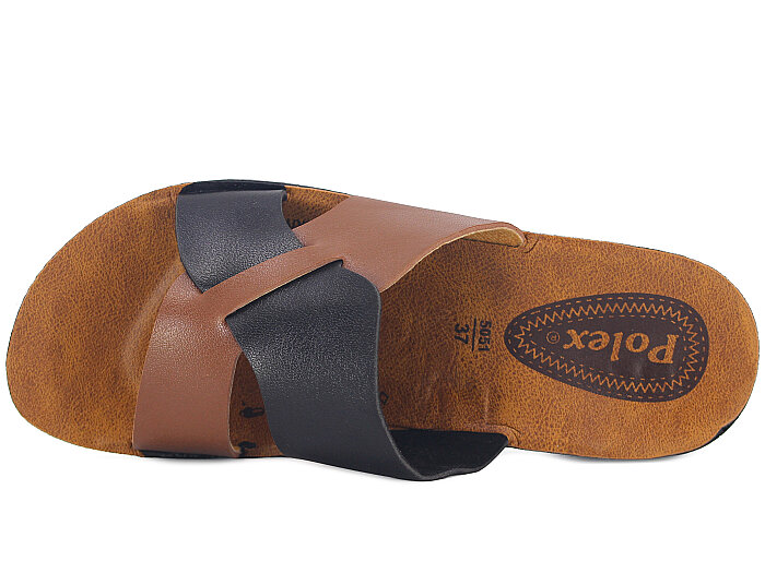 Polex Zenne 5060-C İçten Geçmeli Günlük Terlik Siyah - Taba - Polex (1)