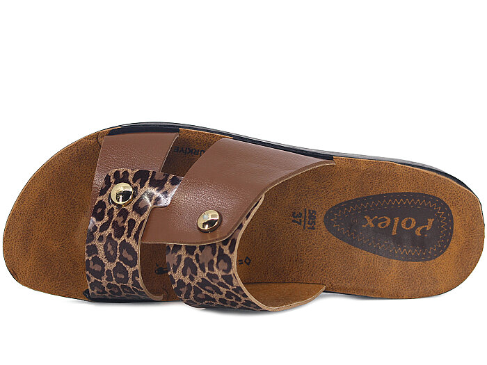 Polex Zenne 5061-C İki İncili Günlük Terlik Taba - Kahve Leopar - 2