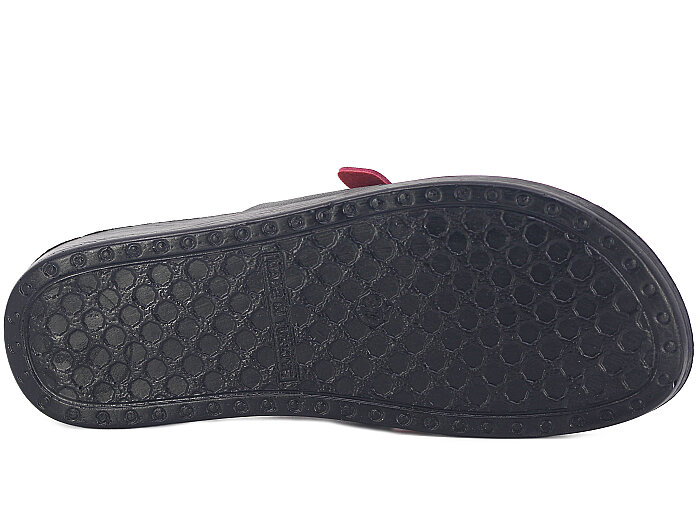 Polex Zenne 5063-C Tek Toka Çift Bant Parçalı Günlük Terlik Siyah - Bordo - 3