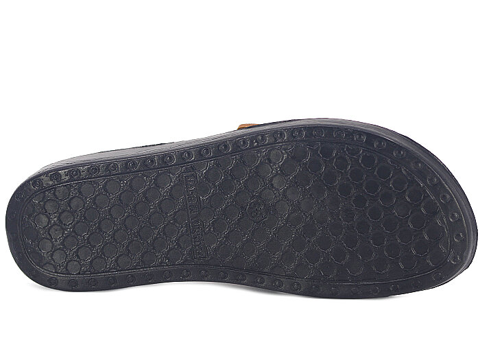 Polex Zenne 5063-C Tek Toka Çift Bant Parçalı Günlük Terlik Siyah - Taba - 3