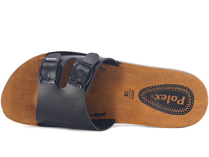 Polex Zenne 5064-C Çift Toka Parçalı Günlük Terlik Siyah - Polex (1)