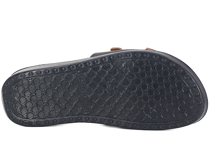 Polex Zenne 5064-C Çift Toka Parçalı Günlük Terlik Siyah - Taba - 3