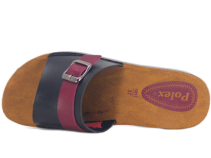 Polex Zenne 5065-C Düz Yük Tek Toka Günlük Terlik Siyah - Bordo - 2