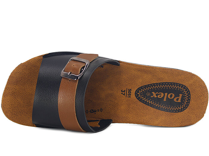 Polex Zenne 5065-C Düz Yük Tek Toka Günlük Terlik Siyah - Taba - Polex (1)