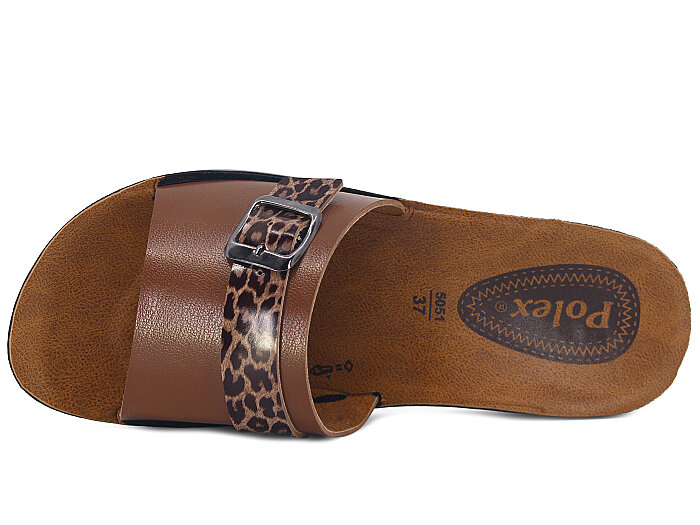 Polex Zenne 5065-C Düz Yük Tek Toka Günlük Terlik Taba - Kahve Leopar - 2