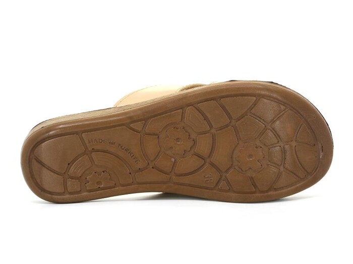 Polex Zenne 5154 Yapraklı Günlük Terlik Camel Rugan - 4