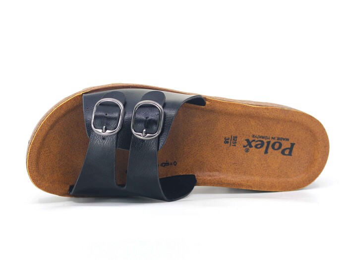 Polex Zenne 5250-C Çift Toka Traktör Taban Günlük Terlik Siyah - 2