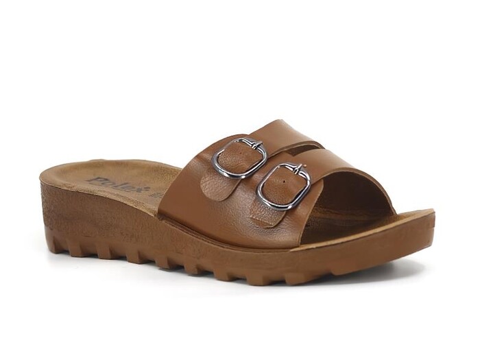 Polex Zenne 5250-C Çift Toka Traktör Taban Günlük Terlik Taba - Camel