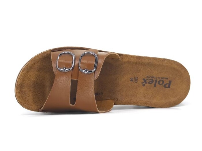 Polex Zenne 5250-C Çift Toka Traktör Taban Günlük Terlik Taba - Camel