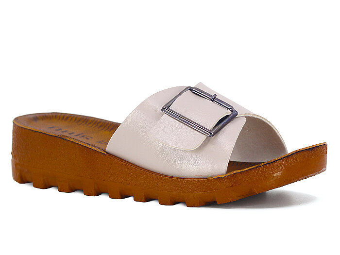 Polex Zenne 5251-C Tek Toka Traktör Taban Günlük Terlik Bej - Camel 
