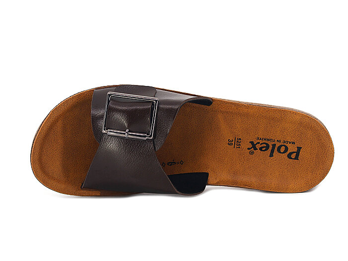 Polex Zenne 5251-C Tek Toka Traktör Taban Günlük Terlik Kahve - Camel - Polex (1)