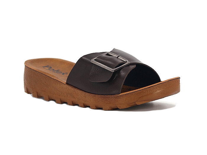 Polex Zenne 5251-C Tek Toka Traktör Taban Günlük Terlik Kahve - Camel - Polex
