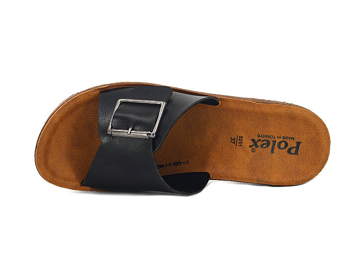 Polex Zenne 5251-C Tek Toka Traktör Taban Günlük Terlik Siyah - Camel - Polex (1)