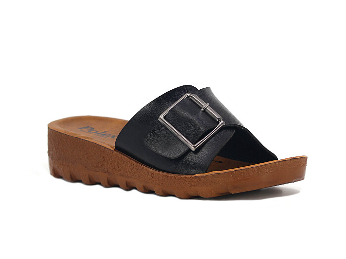 Polex Zenne 5251-C Tek Toka Traktör Taban Günlük Terlik Siyah - Camel - Polex