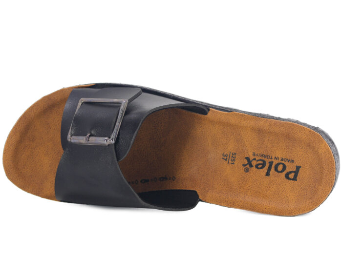 Polex Zenne 5251-C Tek Toka Traktör Taban Günlük Terlik Siyah - 2