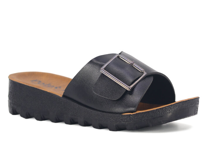 Polex Zenne 5251-C Tek Toka Traktör Taban Günlük Terlik Siyah - Polex