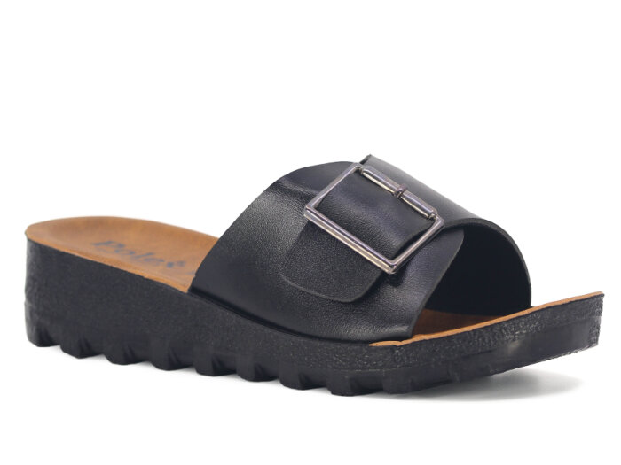 Polex Zenne 5251-C Tek Toka Traktör Taban Günlük Terlik Siyah - 1