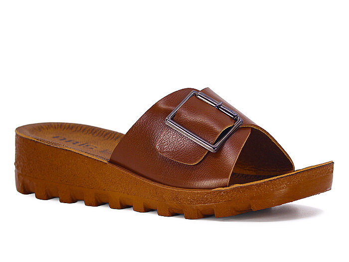 Polex Zenne 5251-C Tek Toka Traktör Taban Günlük Terlik Taba - Camel 