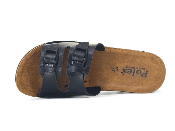 Polex Zenne 5252-C Çift Toka Traktör Taban Günlük Terlik Siyah - 2