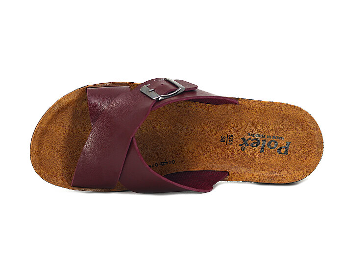 Polex Zenne 5255-C Çapraz Tokalı Traktör Taban Günlük Terlik Bordo - Camel - 2