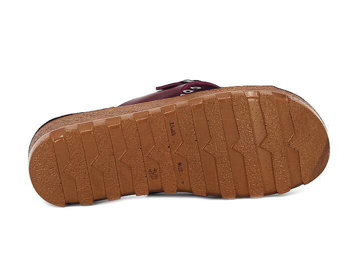 Polex Zenne 5255-C Çapraz Tokalı Traktör Taban Günlük Terlik Bordo - Camel - 3
