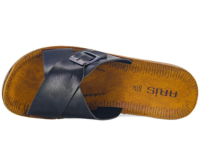 Polex Zenne 5255-C Çapraz Tokalı Traktör Taban Günlük Terlik Siyah - Camel - 2