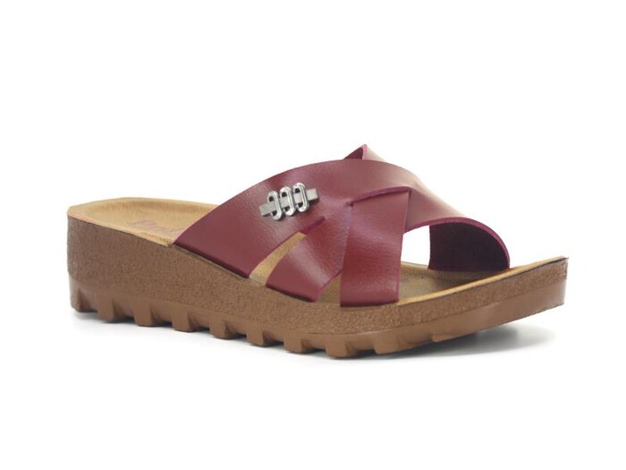 Polex Zenne 5256-C Geçmeli Traktör Taban Günlük Terlik Bordo - Camel - 1