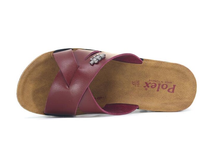 Polex Zenne 5256-C Geçmeli Traktör Taban Günlük Terlik Bordo - Camel - Polex (1)