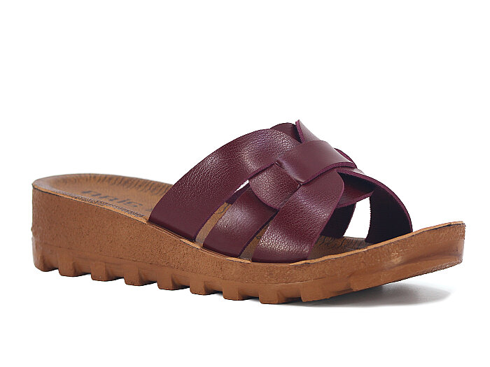 Polex Zenne 5258-C Traktör Taban Günlük Terlik Bordo - Camel - Polex