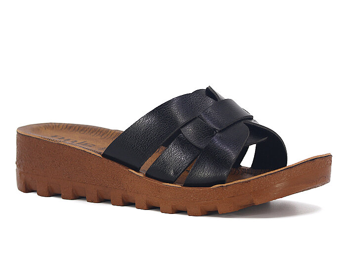 Polex Zenne 5258-C Traktör Taban Günlük Terlik Siyah - Camel - 1