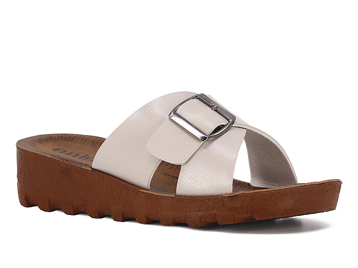 Polex Zenne 5259-C Tek Toka Dört Bacak Traktör Taban Günlük Terlik Bej - Camel - Polex