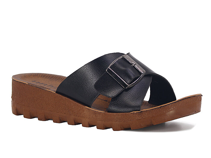Polex Zenne 5259-C Tek Toka Dört Bacak Traktör Taban Günlük Terlik Siyah - Camel - Polex