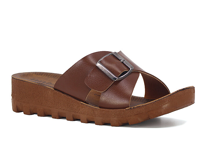Polex Zenne 5259-C Tek Toka Dört Bacak Traktör Taban Günlük Terlik Taba - Camel 