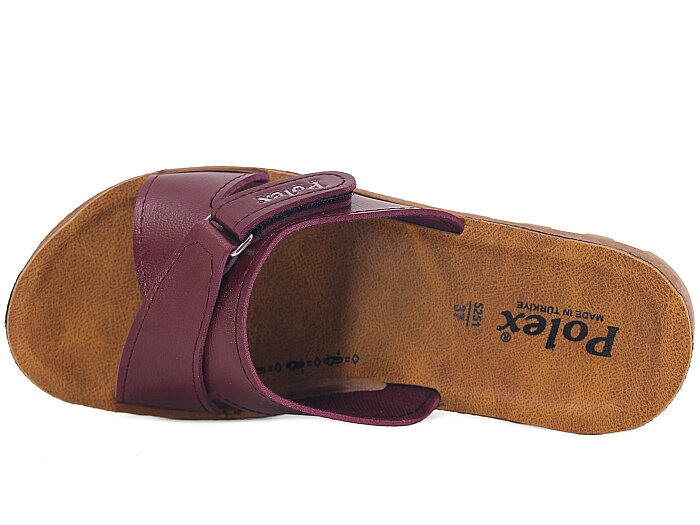 Polex Zenne 5263-C Yandan Cırtlı Traktör Taban Günlük Terlik Bordo - Camel - 2