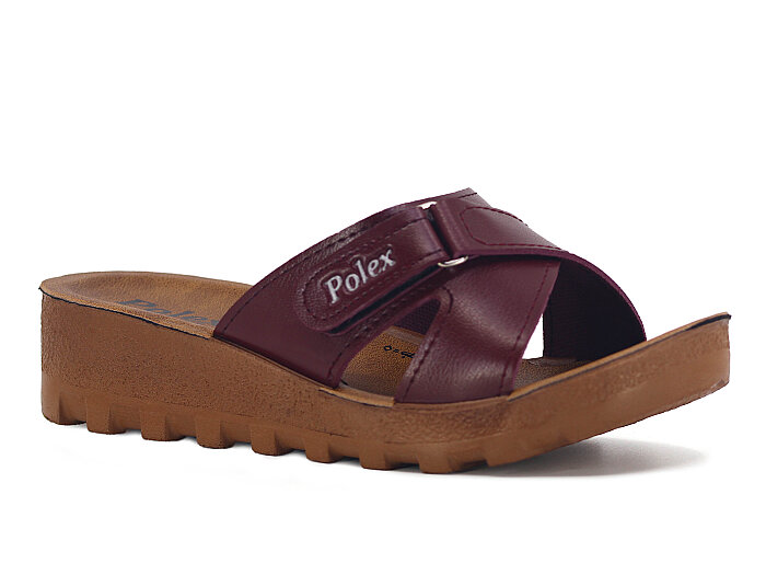 Polex Zenne 5263-C Yandan Cırtlı Traktör Taban Günlük Terlik Bordo - Camel - 1