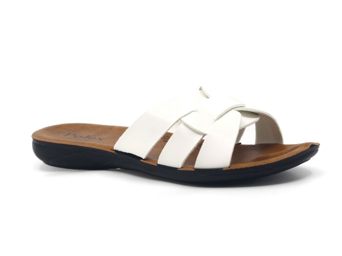 Polex Zenne 5304-C Geçmeli Altı Bacak İnce Poşetli Günlük Terlik Beyaz - Polex