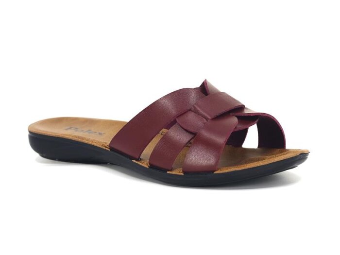 Polex Zenne 5304-C Geçmeli Altı Bacak İnce Poşetli Günlük Terlik Bordo - Polex