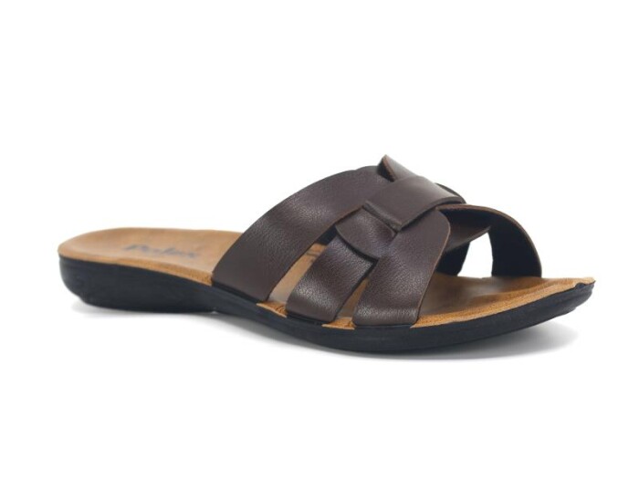 Polex Zenne 5304-C Geçmeli Altı Bacak İnce Poşetli Günlük Terlik Kahve - Polex