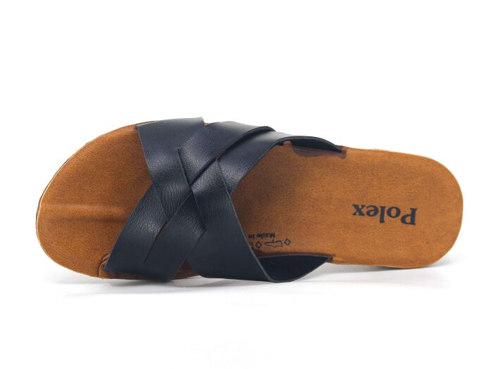 Polex Zenne 5305-C Çapraz İçten Geçmeli Günlük Terlik Siyah - Camel - 2