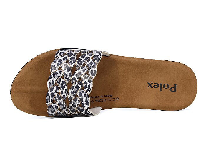 Polex Zenne 5306-C Örgü Desenli Lazerli Ekstra Günlük Terlik Siyah Leopar - Polex (1)