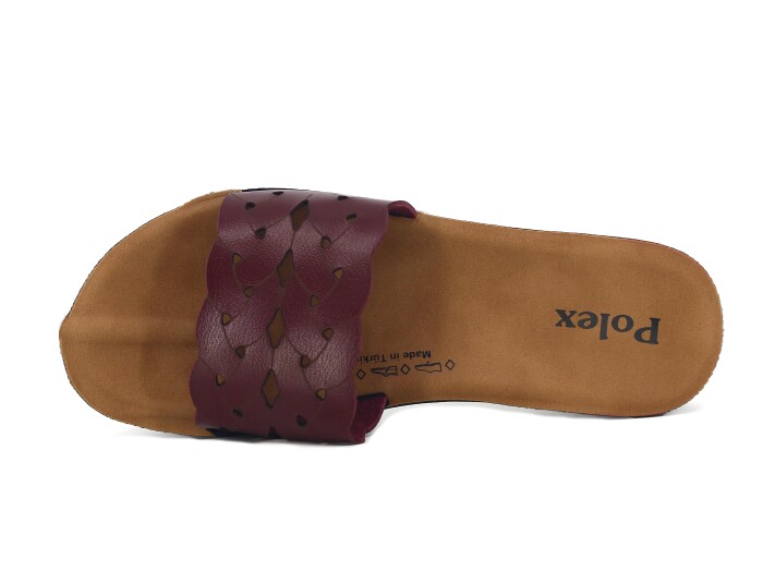 Polex Zenne 5306-C Örgü Desenli Lazerli Ekstra Günlük Terlik Bordo - 2