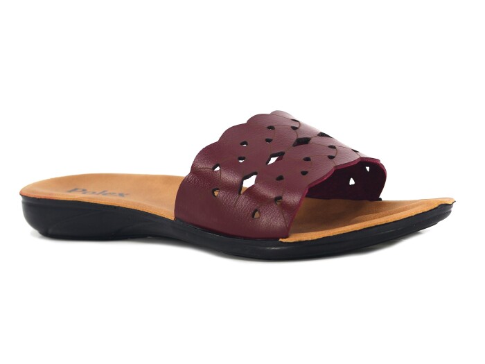 Polex Zenne 5306-C Örgü Desenli Lazerli Ekstra Günlük Terlik Bordo - 1