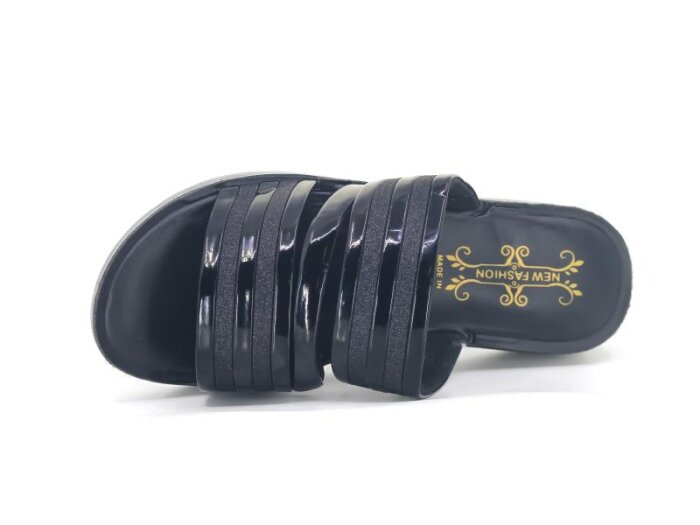 Polex Zenne 540-501 Çift Ayna Bantlı Simli Günlük Terlik Siyah - 2