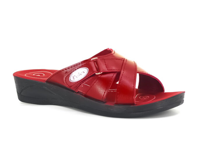 Polex Zenne 5656 Çapraz Cırtlı Geçmeli Noktalı Masajlı Günlük Terlik Kırmızı - Polex