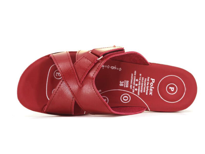 Polex Zenne 5656 Çapraz Cırtlı Geçmeli Noktalı Masajlı Günlük Terlik Kırmızı - Polex (1)